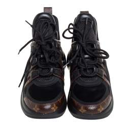 Louis Vuitton Black/Brown Mesh And Monogram Canvas Archlight Low Top Sneakers Size 39