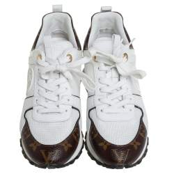 مملوكة مسبقًا Louis Vuitton White/Brown Mesh And Monogram Canvas Run Away Sneakers Size 35