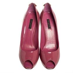 مملوكة مسبقًا حذاء كعب عالي لوي فيتون أوه ريلي! جلد وردي لامع مقدمة مفتوحة مقاس 38.5