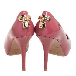مملوكة مسبقًا حذاء كعب عالي لوي فيتون أوه ريلي! جلد وردي لامع مقدمة مفتوحة مقاس 38.5