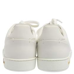Louis Vuitton White Leather Frontrow Metal Logo Lace Up Sneakers Size 39