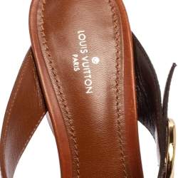 Louis Vuitton Brown Monogram Canvas and Leather Horizon Mule Sandals Size 37