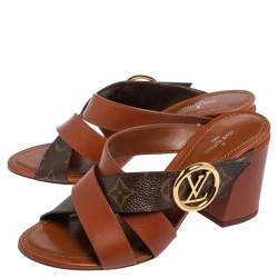 Louis Vuitton Brown Monogram Canvas and Leather Horizon Mule Sandals Size 37