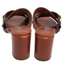 Louis Vuitton Brown Monogram Canvas and Leather Horizon Mule Sandals Size 37