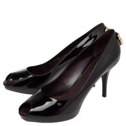 مملوكة مسبقًا Louis Vuitton Burgundy Patent Leather Oh Really! Peep Toe Pumps Size 38.5