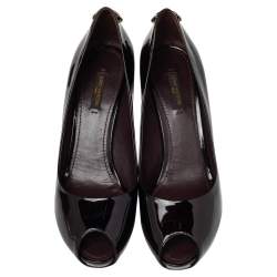 مملوكة مسبقًا Louis Vuitton Burgundy Patent Leather Oh Really! Peep Toe Pumps Size 38.5