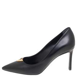 Pre Owned Louis Vuitton Black Leather Heartbreaker Pointed Toe Pumps Size 37