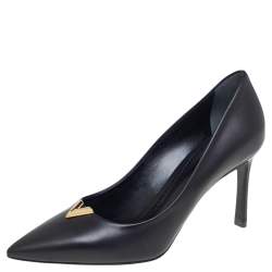 Pre Owned Louis Vuitton Black Leather Heartbreaker Pointed Toe Pumps Size 37