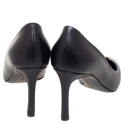 Pre Owned Louis Vuitton Black Leather Heartbreaker Pointed Toe Pumps Size 37