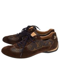 Louis Vuitton Brown Suede And Monogram Canvas Energie Low Top Sneakers Size 40