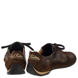 Louis Vuitton Brown Suede And Monogram Canvas Energie Low Top Sneakers Size 40