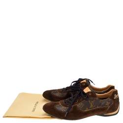 Louis Vuitton Brown Suede And Monogram Canvas Energie Low Top Sneakers Size 40