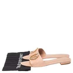 Pre Owned Louis Vuitton Pink Suede Crystal Madeleine Flat Mules Size 41