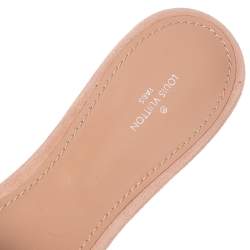 Pre Owned Louis Vuitton Pink Suede Crystal Madeleine Flat Mules Size 41