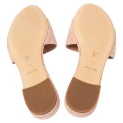 Pre Owned Louis Vuitton Pink Suede Crystal Madeleine Flat Mules Size 41