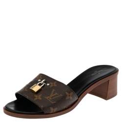 Louis Vuitton Mule low Lock it sandals Brown Black Leather ref.845319 -  Joli Closet