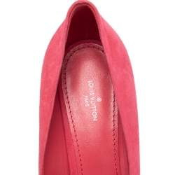 Pre Owned Louis Vuitton Pink Suede Crystal Madeleine Block Heel Pumps Size 41