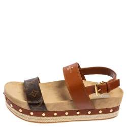 مملوكة مسبقًا صندل لوي فيتون تايملابس جلد وكانفس مونوغرامي مقاس 41