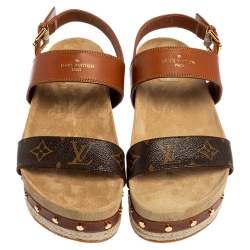 مملوكة مسبقًا صندل لوي فيتون تايملابس جلد وكانفس مونوغرامي مقاس 41