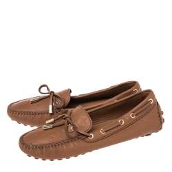 مملوكة مسبقًا Louis Vuitton Brown Leather Gloria Slip On Loafers Size 36