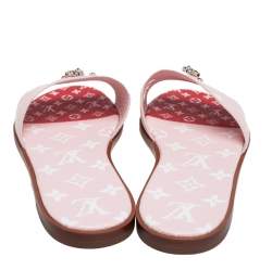 Pre Owned صندل سلايد لوي فيتون لوك إيت كانفاس ريفرس وردي مونوغرامي مقاس 39