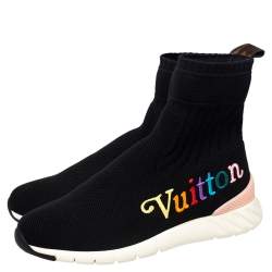 مملوكة مسبقًا Louis Vuitton Black Knit Fabric High Top Sneakers Size 37