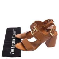 مملوكة مسبقًا Louis Vuitton Brown Leather Horizon Slingback Sandals Size 38