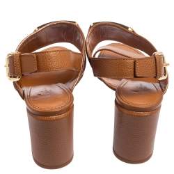 مملوكة مسبقًا Louis Vuitton Brown Leather Horizon Slingback Sandals Size 38