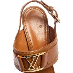 مملوكة مسبقًا Louis Vuitton Brown Leather Horizon Slingback Sandals Size 38