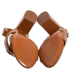 مملوكة مسبقًا Louis Vuitton Brown Leather Horizon Slingback Sandals Size 38