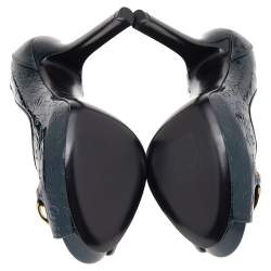 مملوكة مسبقًا حذاء كعب عالى لوى فيتون كلوديا فيرنيه أخضر مونوغرامي مقدمة مفتوحة مقاس 39.5