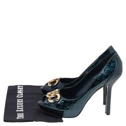 مملوكة مسبقًا حذاء كعب عالى لوى فيتون كلوديا فيرنيه أخضر مونوغرامي مقدمة مفتوحة مقاس 39.5