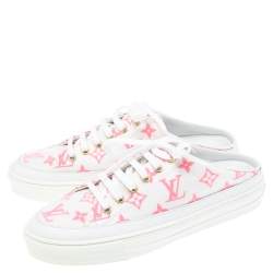 مملوكة مسبقًا Louis Vuitton Pink/White Monogram Mesh And Leather Stellar Open Back Sneakers Size 38.5