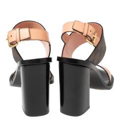 Louis Vuitton Damier Ebene Canvas and Pink Leather Passenger Slingback Sandals Size 38