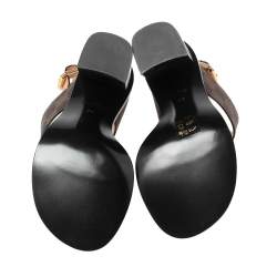 Louis Vuitton Damier Ebene Canvas and Pink Leather Passenger Slingback Sandals Size 38