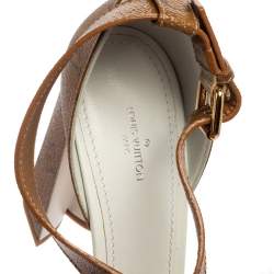 Pre Owned Louis Vuitton White/Brown Monogram Canvas and Leather Matchmake Sandals Size 39.5