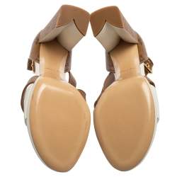 Pre Owned Louis Vuitton White/Brown Monogram Canvas and Leather Matchmake Sandals Size 39.5