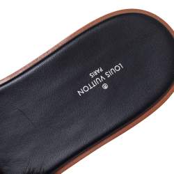 Pre Owned Louis Vuitton Brown/Black Mink Fur Lock It Flat Sandals Size 40