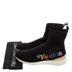 Pre Owned Louis Vuitton Black Knit Fabric Aftergame High-Top Sneakers Size 39