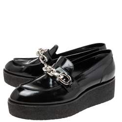 مملوكة مسبقًا حذاء لوفرز لوي فيتون غرادوات جلد لامع أسود نعل سميك مقاس 38.5