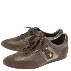 Pre Owned حذاء رياضي لوي فيتون جلد وسويدي بني منخفض من أعلى مقاس 38