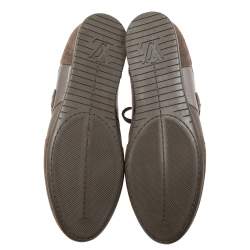 Pre Owned حذاء رياضي لوي فيتون جلد وسويدي بني منخفض من أعلى مقاس 38