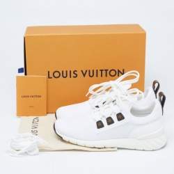 مملوكة مسبقًا Louis Vuitton White Knit Fabric And Leather Aftergame Lace Up Sneakers Size 38
