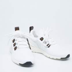 مملوكة مسبقًا Louis Vuitton White Knit Fabric And Leather Aftergame Lace Up Sneakers Size 38