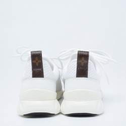 مملوكة مسبقًا Louis Vuitton White Knit Fabric And Leather Aftergame Lace Up Sneakers Size 38