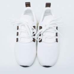 مملوكة مسبقًا Louis Vuitton White Knit Fabric And Leather Aftergame Lace Up Sneakers Size 38