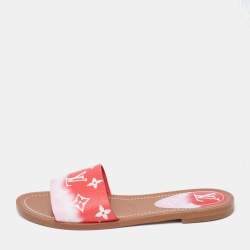 Louis Vuitton Pink/White Monogram Canvas Lock It Flat Slides Size