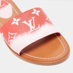 Pre Owned حذاء سلايد فلات لوي فيتون إسكال لوك إت كانفاس مقوى مونوغرامي ثنائي اللون مقاس 37