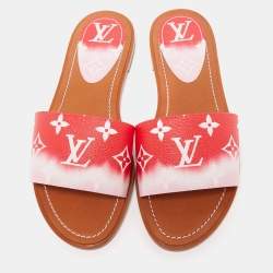 Pre Owned حذاء سلايد فلات لوي فيتون إسكال لوك إت كانفاس مقوى مونوغرامي ثنائي اللون مقاس 37