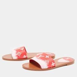 Pre Owned حذاء سلايد فلات لوي فيتون إسكال لوك إت كانفاس مقوى مونوغرامي ثنائي اللون مقاس 37